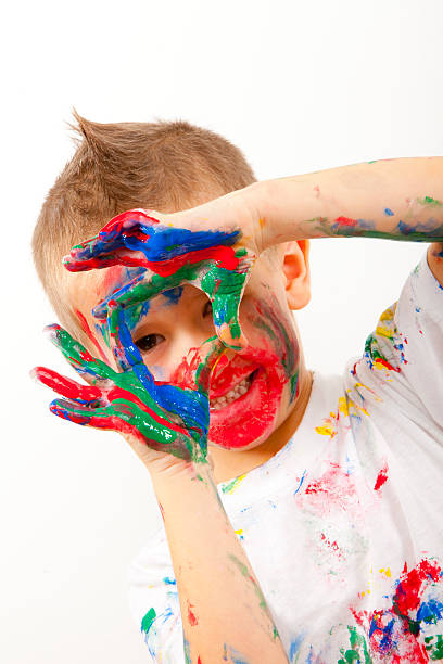 istock Cute Little Boy With Painted Hands XXXL 184970815