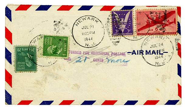 koperta od newark, new jersey, 1944-niewystarczające pocztowe - air mail world war ii war american culture zdjęcia i obrazy z banku zdjęć