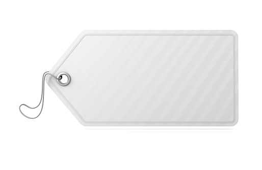 close up of a price label on white background with clipping path