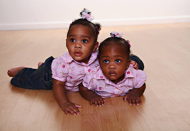 Baby Twin Girls 2 stock photo