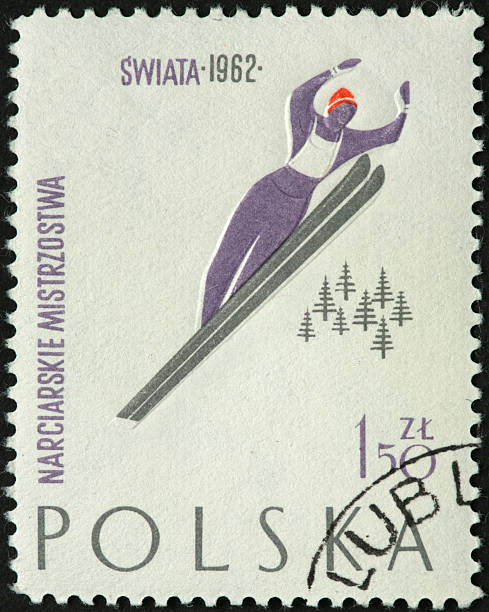 istock vintage ski jumper on a Polish postage stamp 184971437