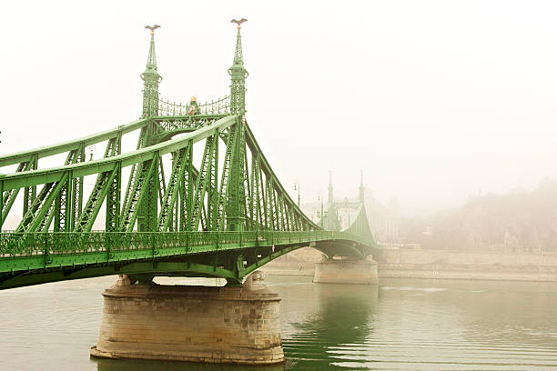 istock Liberty Bridge in a foggy day. Budapest. 184972968