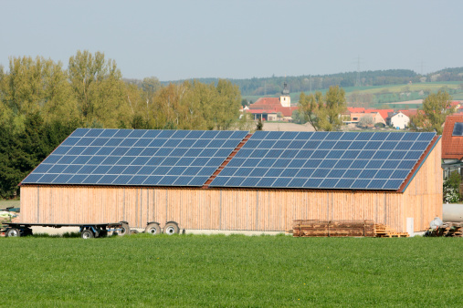 New barn with solar panels.