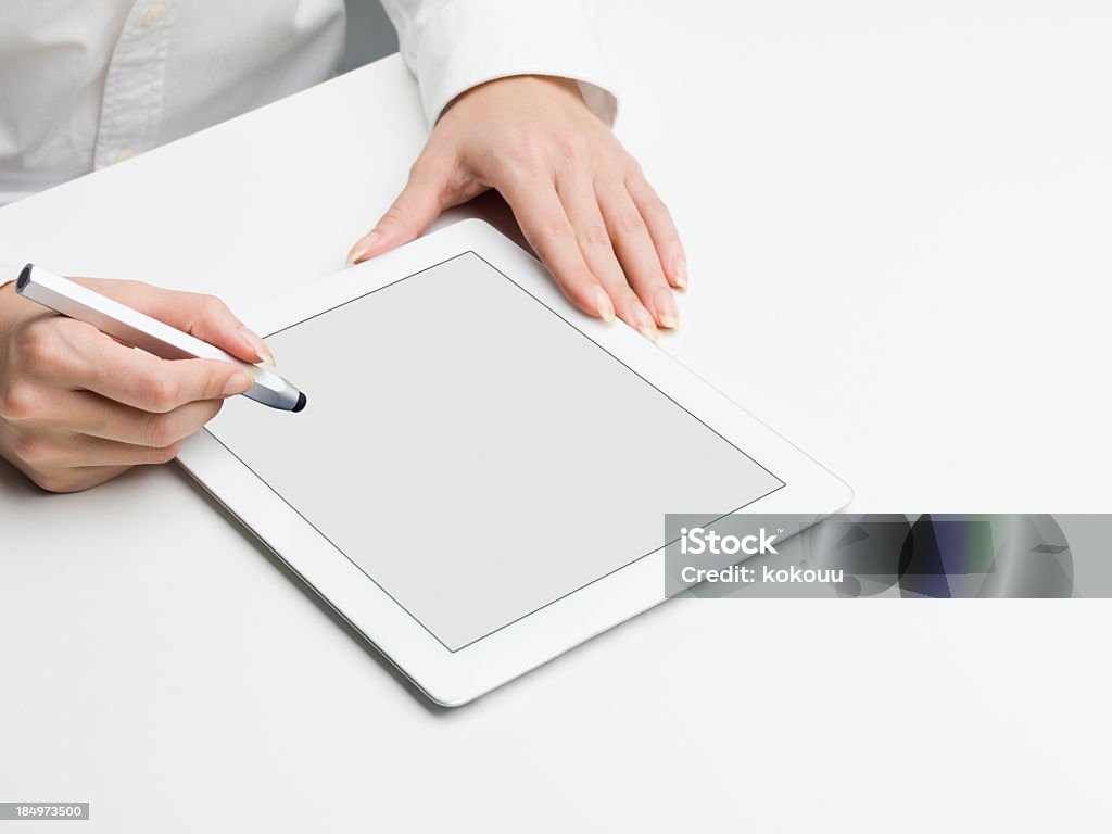 Schreiben Sie die Tablet PC - Lizenzfrei Antippen Stock-Foto