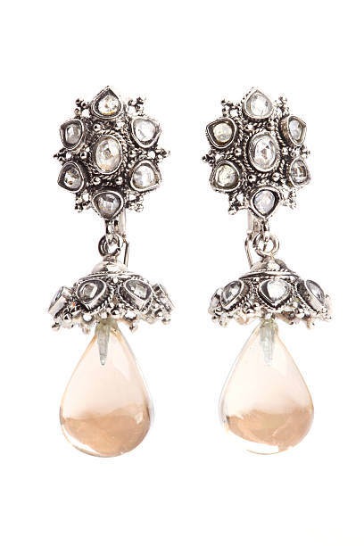 istock Indian style Semi-Precious Zircon Earrings (Jhumka ) with Teardrop stone 184973518