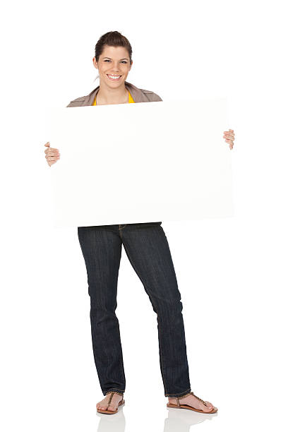 istock Woman holding a placard 184973864