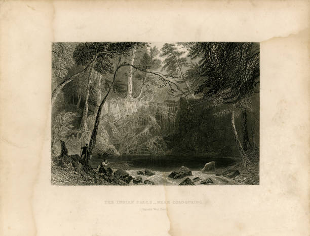 das indian falls (geo tugend 1839 - tonawanda creek stock-grafiken, -clipart, -cartoons und -symbole