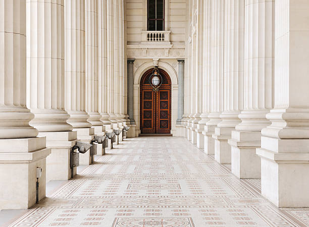 Column Architecture (XXXL) "Classic columns of the Victorian Parliament building in Melbourne, Australia." melbourne australia stock pictures, royalty-free photos & images