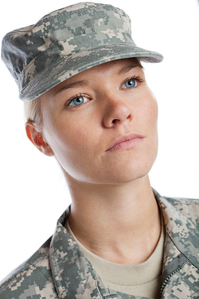 istock serious woman soldier 184975020