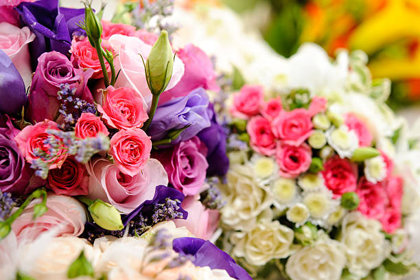 colorful wedding bouquets.