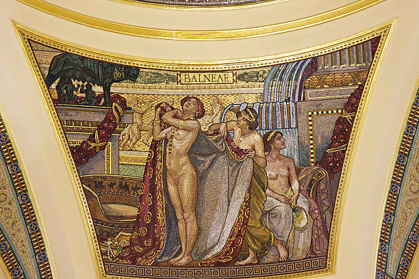 istock Mosaics with bathers at Szechenyi thermal baths entrance. Budapest. 184975361