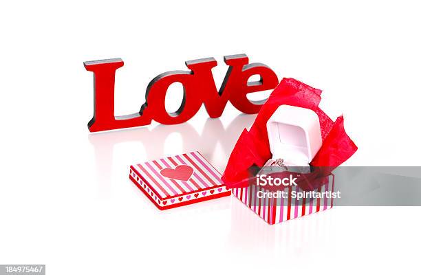 Diamond Ring In Box With The Word Love Stock Photo - Download Image Now - Box - Container, Diamond Ring, Valentine's Day - Holiday