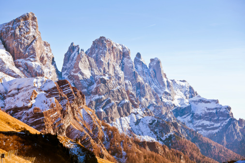 The dolomites in Sud Tirol. The Dolomites are protected by the UNESCO