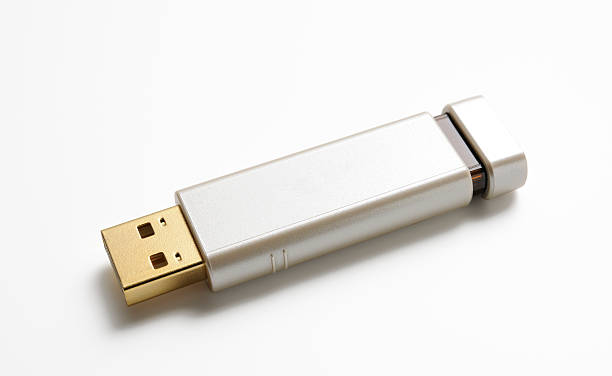 istock Isolated shot of silver USB Flash Drive on white background 184976528