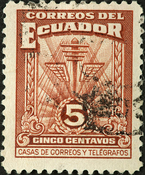 istock telephone and telegraph wires on an old stamp from Ecuador 184976624