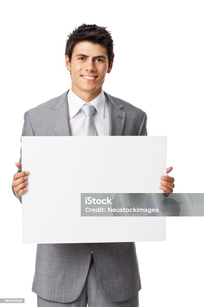 Empresário segurando um sinal em branco-isolado - Royalty-free 20-29 Anos Foto de stock