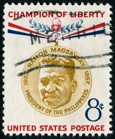 Cancelled Stamp From The United States Featuring Ramon Magsaysay, The Third President Of The Philippines And Champion Of Liberty.