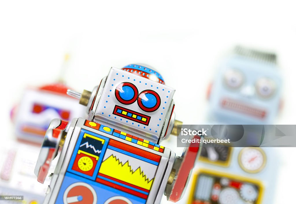Drei Retro Tin Roboter - Lizenzfrei Retrostil Stock-Foto