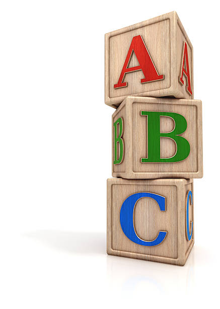 alphabet abc rues pile - ordre alphabétique photos et images de collection