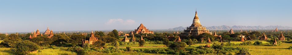 Panoramic view of ancient temples in Bagan, Myamar (Burma), Asia. 170MPix, XXXXXL - this panoramic landscape is a very high resolution multi-frame composite and is suitable for large scale printing