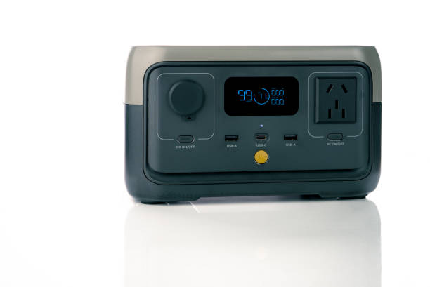 istock Portable power station or power box isolated on white background. On-the-Go energy solution. Power supply for outdoor adventure. Compact portable power box with a rechargeable lithium-ion battery. 1849787823