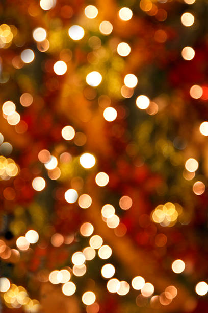 Soft Focus Christmas Tree Lights Vertical Background stock photo