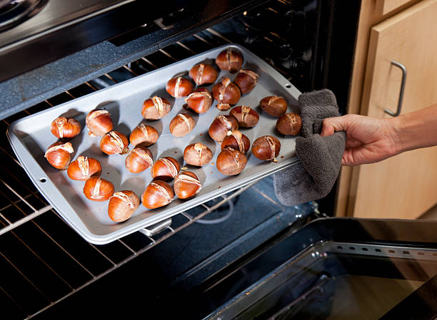 Roasting Chestnuts stock photo