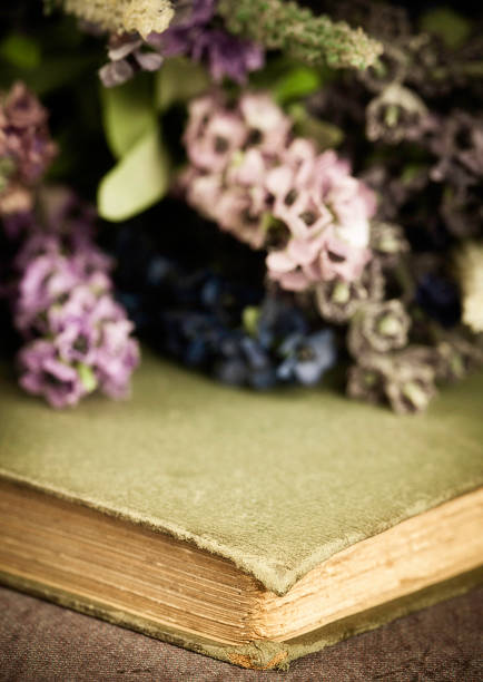 istock Antique Book and Flowers 184979429