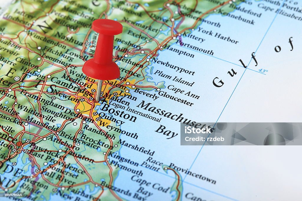 Mapa de Boston, Massachusetts, EE.UU. - Foto de stock de Boston - Massachusetts libre de derechos