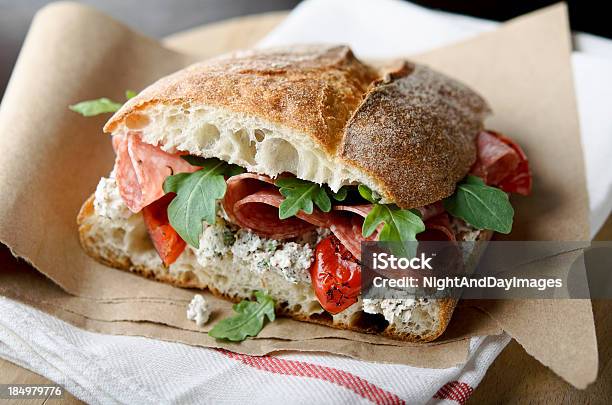 Artisan Salami Sandwich Stock Photo - Download Image Now - Sandwich, Ciabatta, Salami