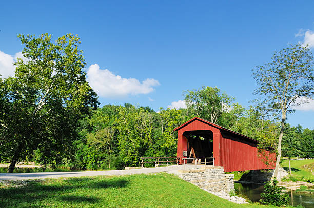 Cataract Falls State Park Covered Bridge Please click my private lightbox links below for more images like this -- Thanks!Cataract Falls Indiana Covered Bridge over Mill Creek. indiana covered bridge stock pictures, royalty-free photos & images