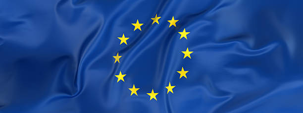 banner di bandiera dell'unione europea - la comunità europea foto e immagini stock