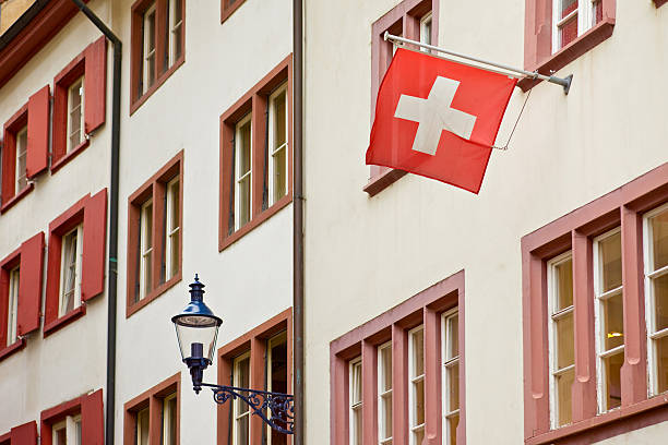 istock Swiss Flag in Basel Switzerland 184980515