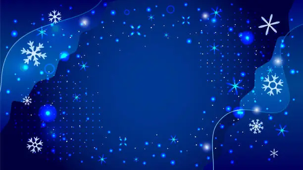 Vector illustration of Sparkling Christmas illuminations, fantastic blue lights in the winter night sky, vector illustration background material