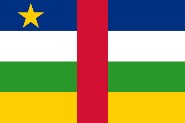 flagge der zentralafrikanischen republik. korrekte proportionen der seitenverhältnisse von nationalflaggen. offizielle farben. vektorgrafik eps10 - bangui stock-grafiken, -clipart, -cartoons und -symbole