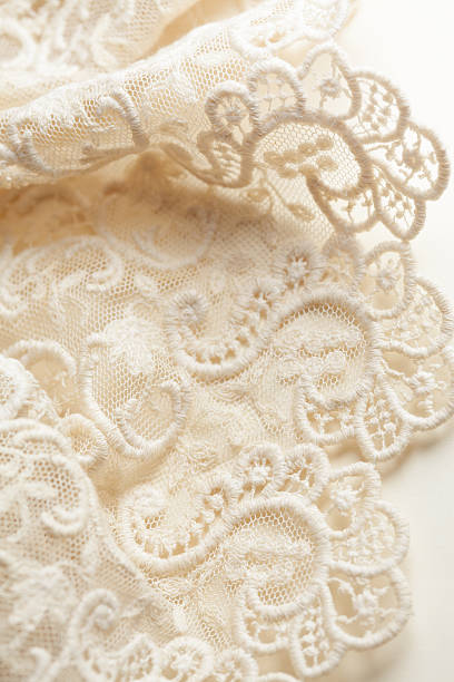 istock Antique cream colored lace edging 184980943