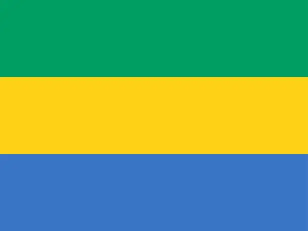 Vector illustration of Gabon flag. Correct proportion aspect ratios of national flags. Official colors. Vector illustration EPS10