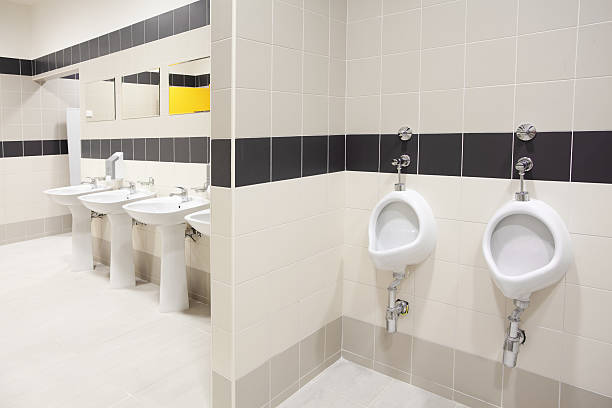 istock Interior of modern public restroom 184980978