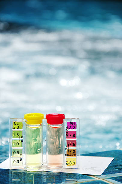 kit de água de piscina teste - litmus test - fotografias e filmes do acervo