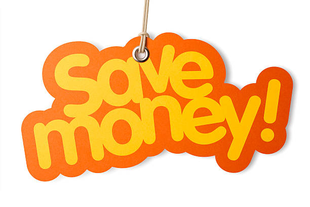 istock SAVE MONEY shaped label on price tag 184981103