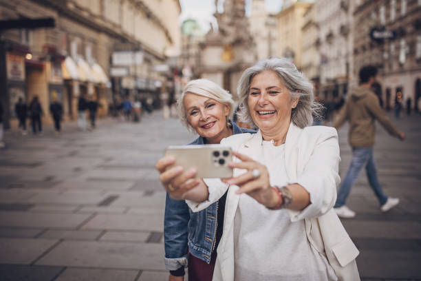 Women tourists taking a selfie