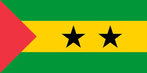 Vector illustration of Sao Tome and Principe flag. Correct proportion aspect ratios of national flags. Official colors. Vector illustration EPS10