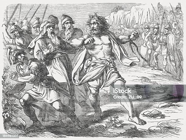 Samson Breaking His Bonds Published 1877 Stock Illustration - Download Image Now