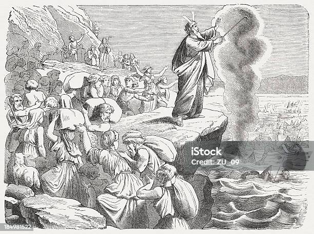 Sieg Im Roten Meer Stock Vektor Art und mehr Bilder von Moses - Religiöse Figur - Moses - Religiöse Figur, Rotes Meer, Israelit