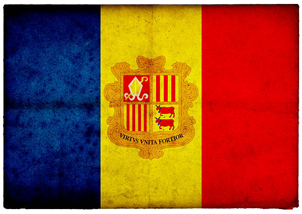 Grunge Andorra Flag on rough edged old postcard - part of a full range of ephemera for the 2012 London Games.For more of this series please see this lightbox