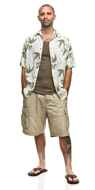 istock Contented Man in Hawaiian Shirt and Shorts 184982054