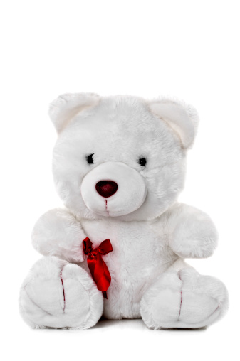 White Teddy Bear isolated on white