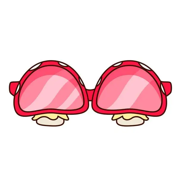 Vector illustration of Groovy Cartoon Sunglasses With Frames of Mushroom Shape