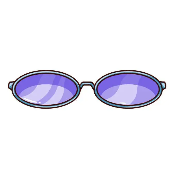 Vector illustration of Groovy Cartoon Sunglasses of Oval Shape