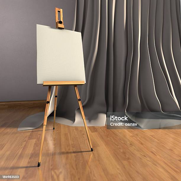 Blank Canvas On Easel Stock Photo - Download Image Now - Easel, Indoors, Square - Composition